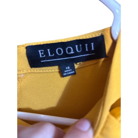 Sleeveless Sz 18 Yellow Eloquii‎ Dress With Bow Accent & Back Zipper Closure - Picture 2 of 5